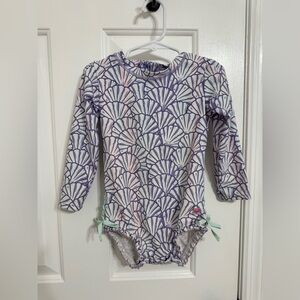 RuffleButts 3T Magical Mermaid Scallop Long Sleeve Rashguard